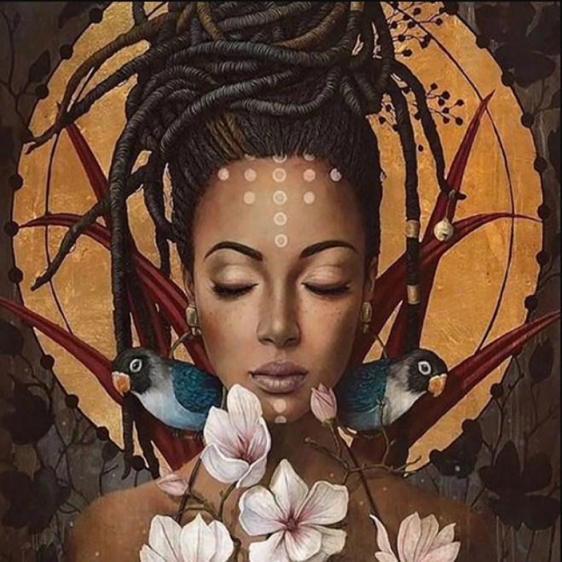 Woman & Birds Ar...