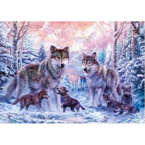 Wolves Family in Snow