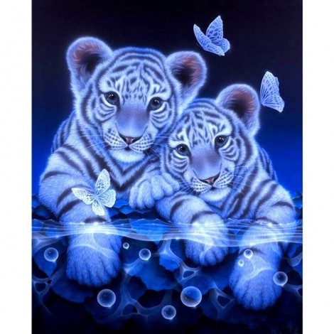Sweet White Tigers DIY Painting