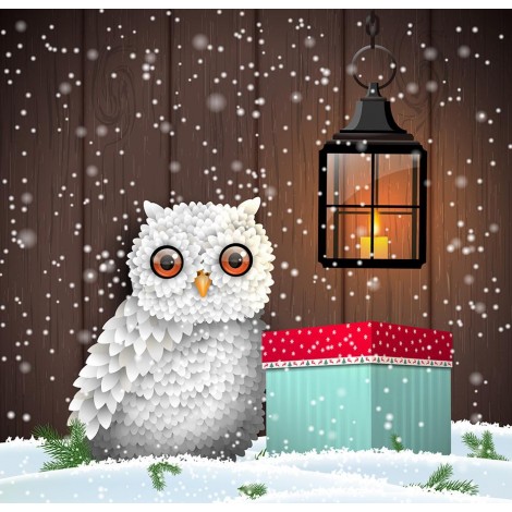 White Owl - Christmas Painting