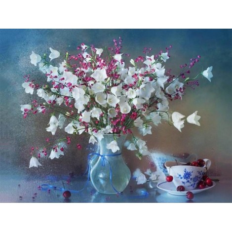 White & Pink Flowers DIY Painting