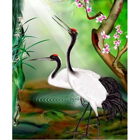 Whooping Crane Pair - Paint by Diamonds