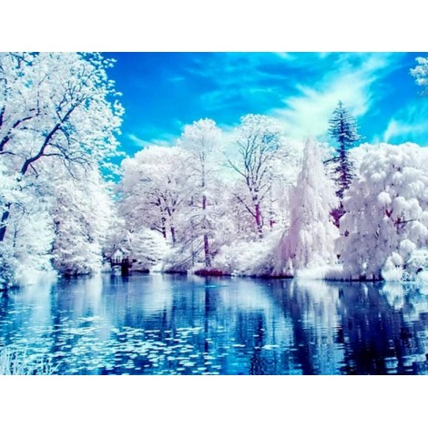 White Trees by the Lake