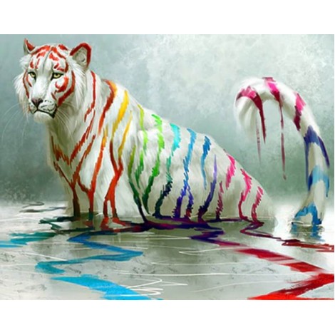 White Tiger in Colorful Paints