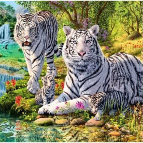 White Tigers & Their Cubs