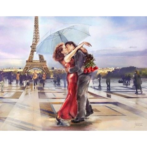 Loving Couple near Eiffel Tower