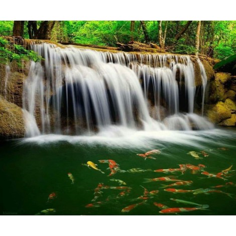 Waterfall & Fish DIY Diamond Painting