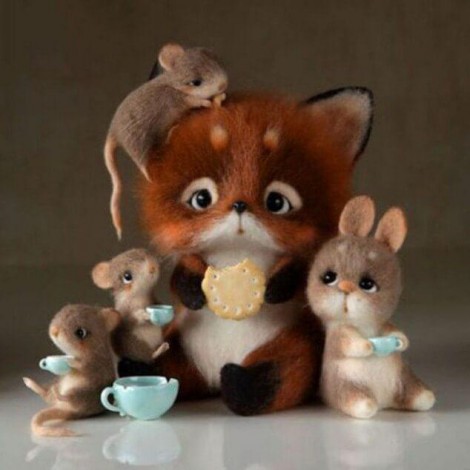 Sweet Cartoons Having Tea