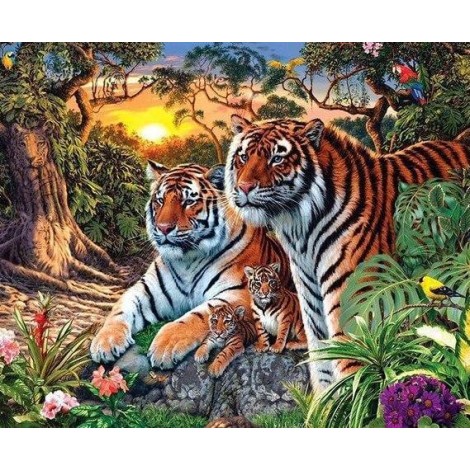 Tiger Family in the Forest