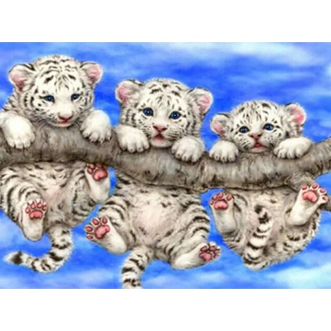 Tiger Cubs Hanging on Tree