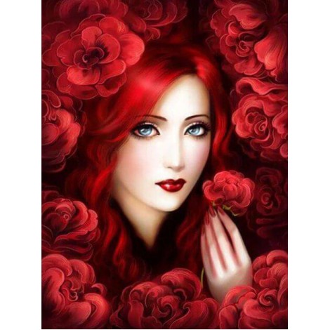 Red Flowers & Gorgeous Lady