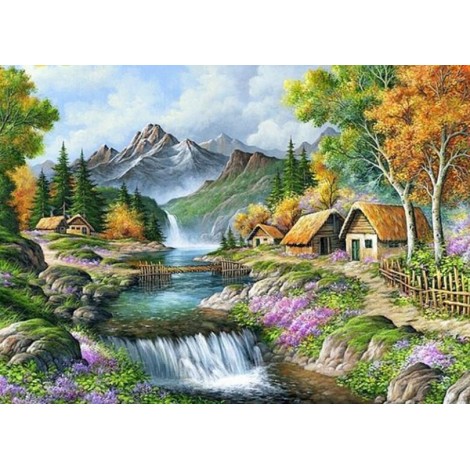 Mountain Waterfall & Beautiful Valley