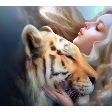 Stunning Girl & Tiger Diamond Painting