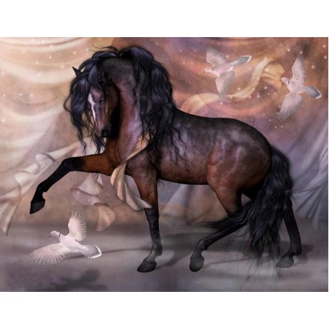 Horse & Pigeons Diamond Painting