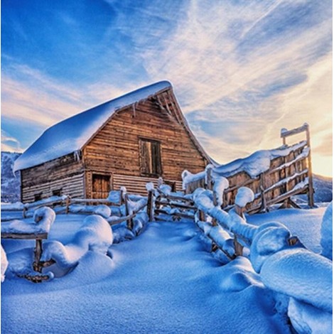Snowy Cabin Diamond Painting