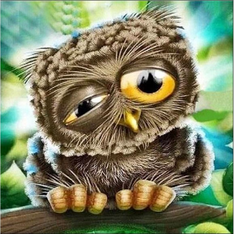Sleepy Cartoon Owl D...