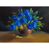 Blue Flowers Vase Still Life Painting