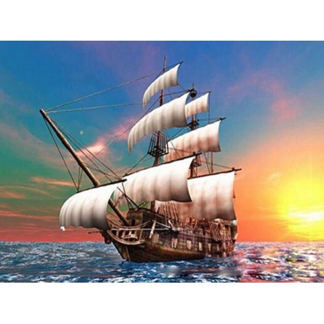 Ship in the Ocean Full Drill Painting