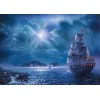 Ship in Ocean at Night