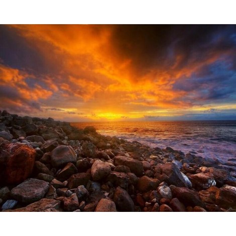 Seaside Rocks & Setting Sun