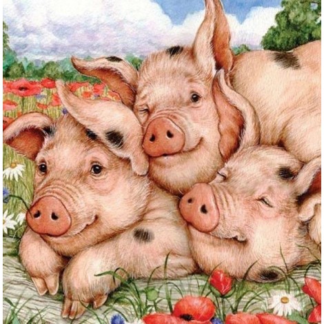 Pig Family - Paint by Diamonds