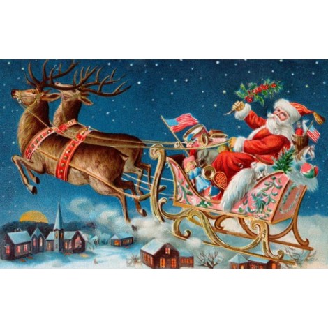 Santa Claus on his Flying Cart