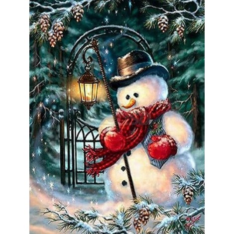Sad Snowman with Lantern