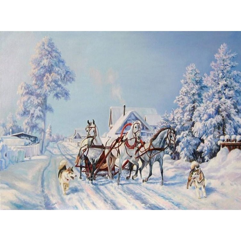Horse Cart on Snowy ...