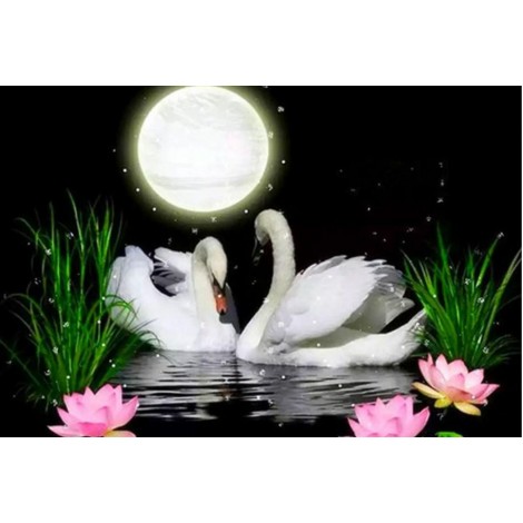 Full Moon & Swans Pair Diamond Painting