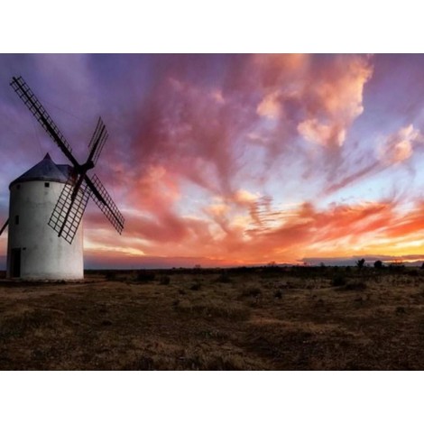 Beautiful Sky & Windmill Landscape