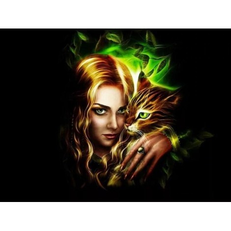 Green Eyed Cat & Girl