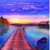 Resting Boat & Sunset View Diamond Painting