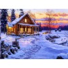 Log Cabin in Snow - Paint by Diamonds