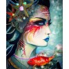 Fish And Flower Head Woman Art