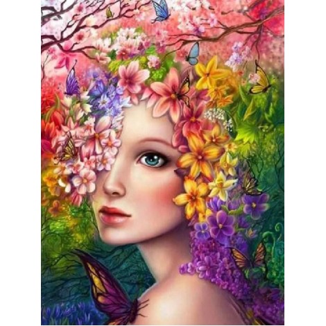 Pretty Girl with Flowers on her Head