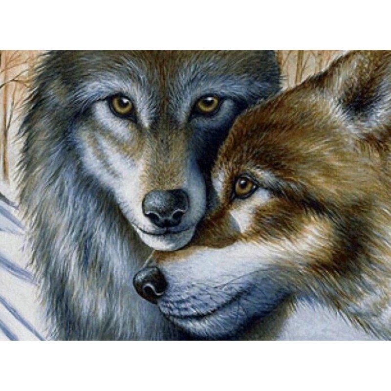 Beautiful Wolves Pair Dia...
