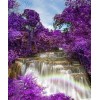 Purple Trees & Waterfall View
