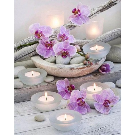 Purple Orchids & Candles