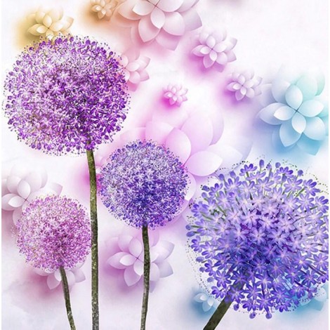 Purple Dandelion - Paint by Diamonds