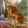 Fantasy Unicorn in Flowers Garden
