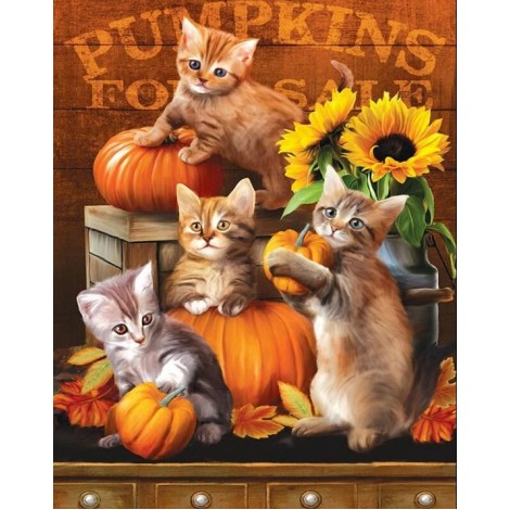 Kittens & Pumpkins - Paint by Diamonds