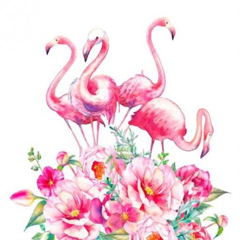 Pink Flamingos & Flowers