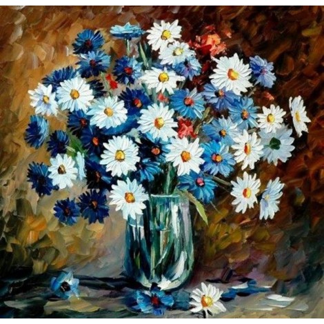 Glass Vase & Colorful Flowers