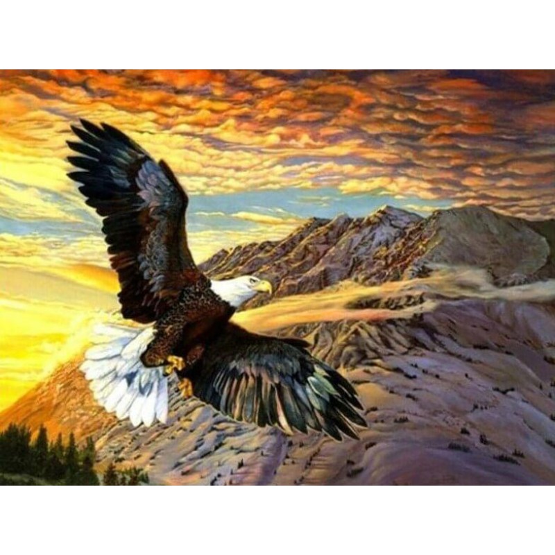 Eagle Flying by Moun...