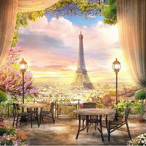 Eiffel Tower View from Hotel Terrace