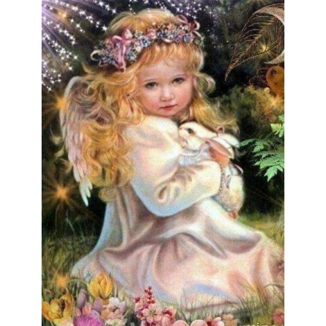 Little Angel Girl with Rabbit
