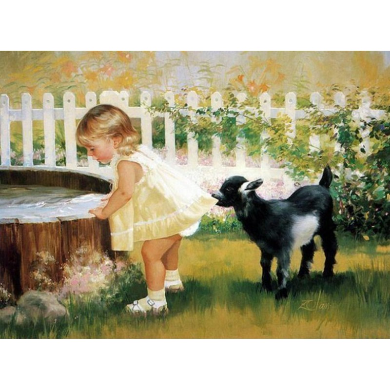 Little Girl with Lam...