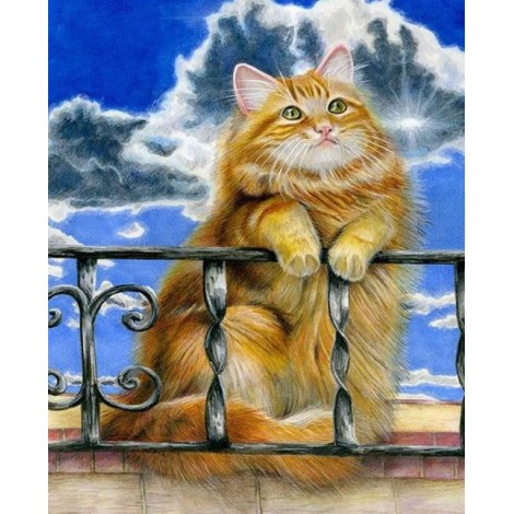 Fluffy Brown Cat - Diamond Painting Kit