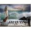Lady with Piano & Violin at the Beach