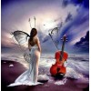 Angel Girl & Guitar on Beach